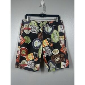 Tommy Bahama Relax Mens All Over Beer Label Print Board Swim Shorts Size 32